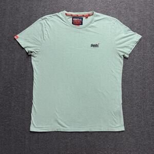 Super Dry T-Shirt Womens XXL 2XL Green Short Sleeve Embroidered Orange Label